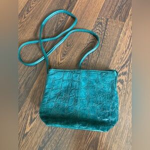 Empress Suede Crocodile-Embossed Crossbody Bag